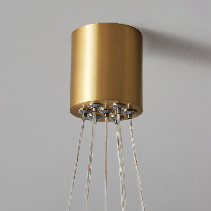 Lámpara colgante de globo de cobre ligero de simplicidad moderna con sombra de vidrio blanco