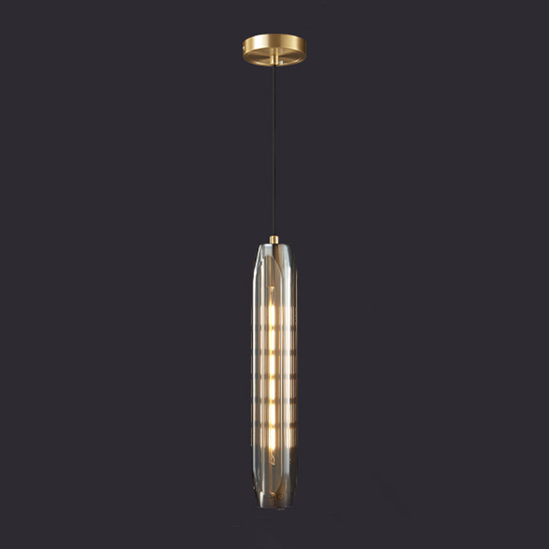 Crystal cilindrisch hanger licht in moderne luxe stijl koperen hangende lamp voor slaapkamer