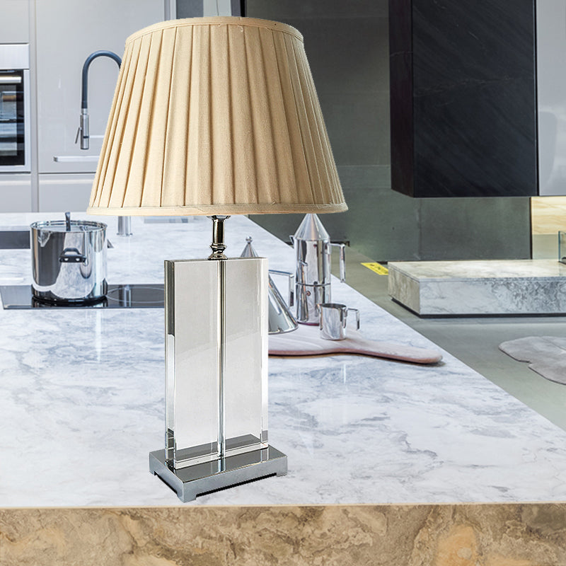 Lámpara de mesita de noche con pantalla plisada de cristal, iluminación de mesa modernista, 1 color beige claro, para dormitorio
