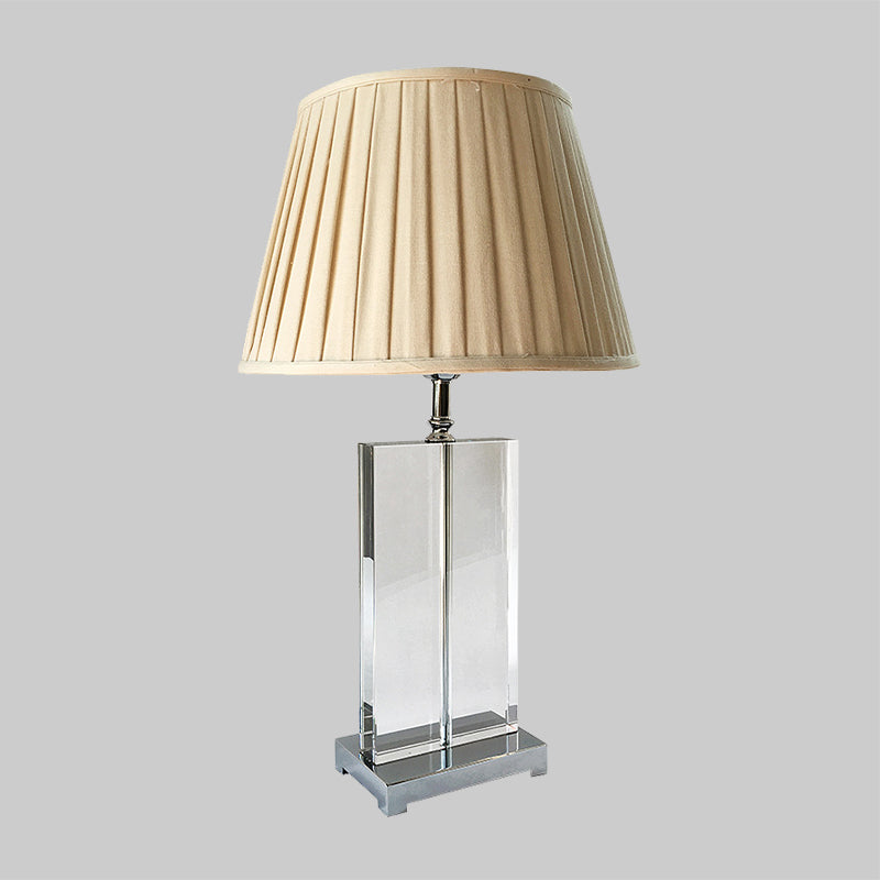 Kristallen geplooide schaduw nachtkastjelamp modernistisch 1 lichtbeige tafelverlichting voor slaapkamer