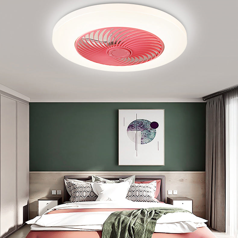 Moderne Stil runde Deckenventilatoren Metal One Light Deckenleuchte