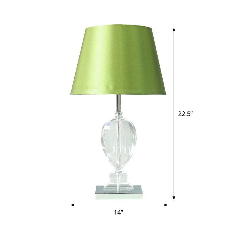 Veilleuse Empire Shade de style moderne, lampe de table à 1 lumière en cristal biseauté pour chambre à coucher, vert