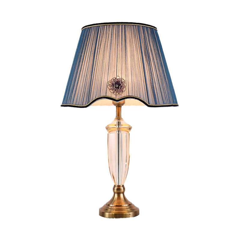 1 Glühbirnen Esszimmer Schreibtisch Licht Modernismus Weiß/Blau -Tischlampe mit konischem Stoff Schatten