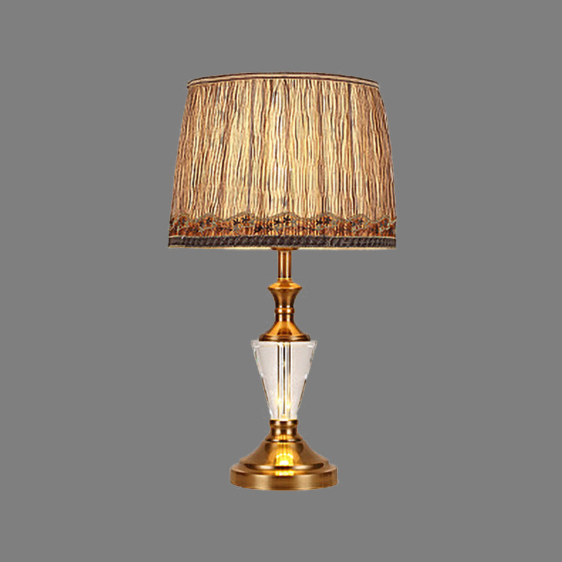 Fass Stoff Schreibtisch hell moderne 1 Kopfbraune Nachttischlampe mit metallischer Basis