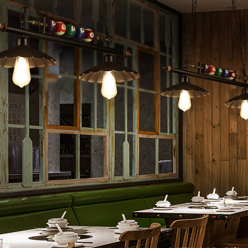 Luces de araña de araña de isla ligera de isla de estilo industrial en negro para restaurante