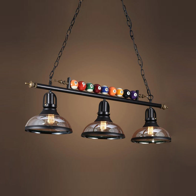 Luces de araña de araña de isla ligera de isla de estilo industrial en negro para restaurante