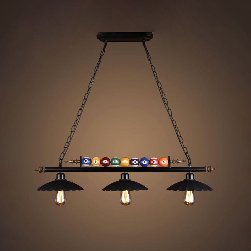 Luces de araña de araña de isla ligera de isla de estilo industrial en negro para restaurante