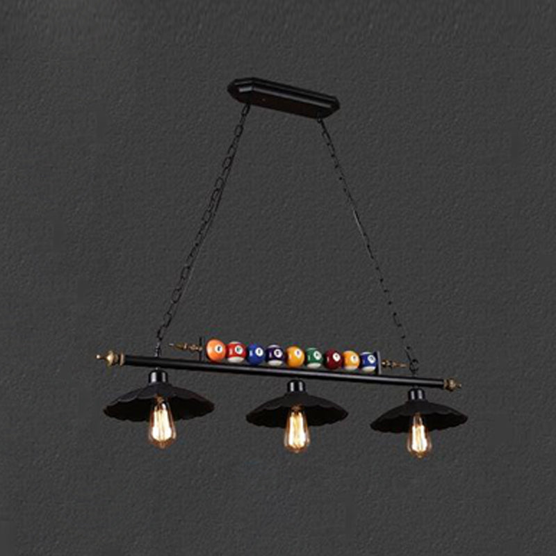 Luces de araña de araña de isla ligera de isla de estilo industrial en negro para restaurante