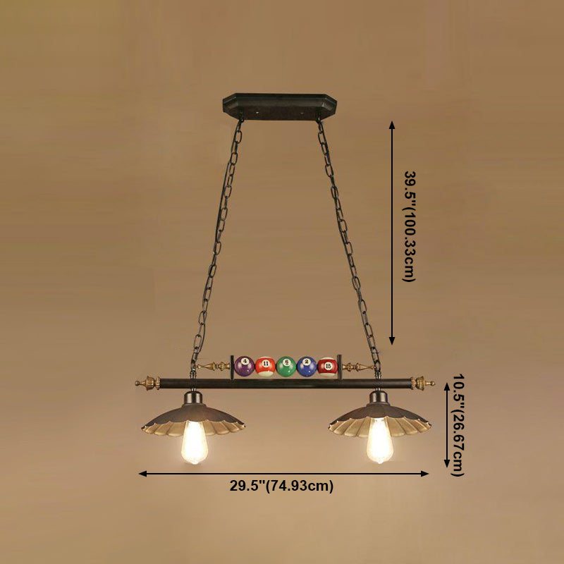 Luces de araña de araña de isla ligera de isla de estilo industrial en negro para restaurante