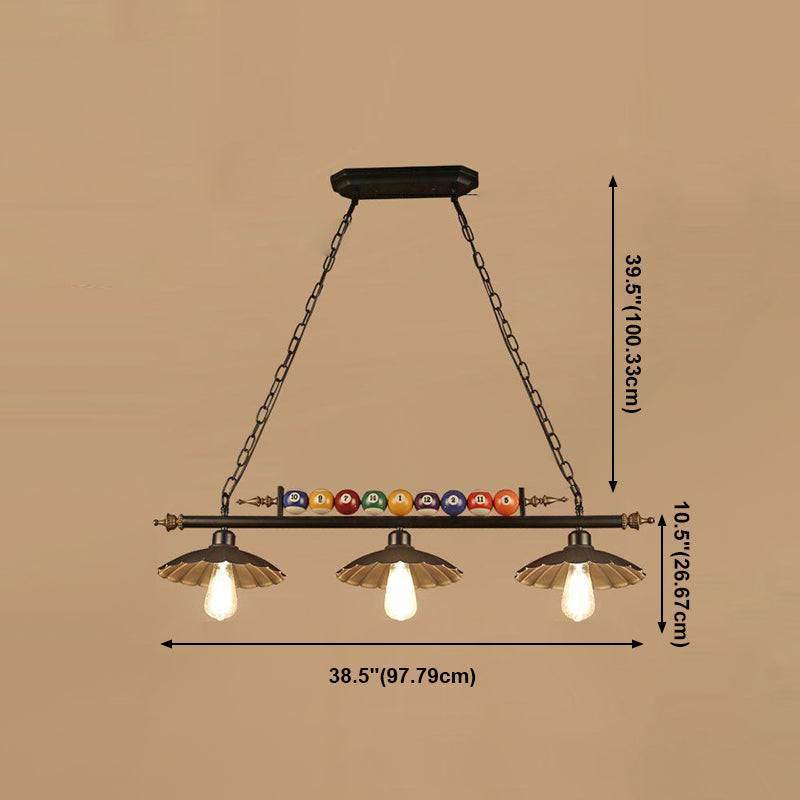 Luces de araña de araña de isla ligera de isla de estilo industrial en negro para restaurante