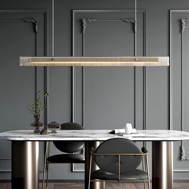 1-Light Island Ceiling Light Modern Style Rectangular Shape Glass Pendant Lighting