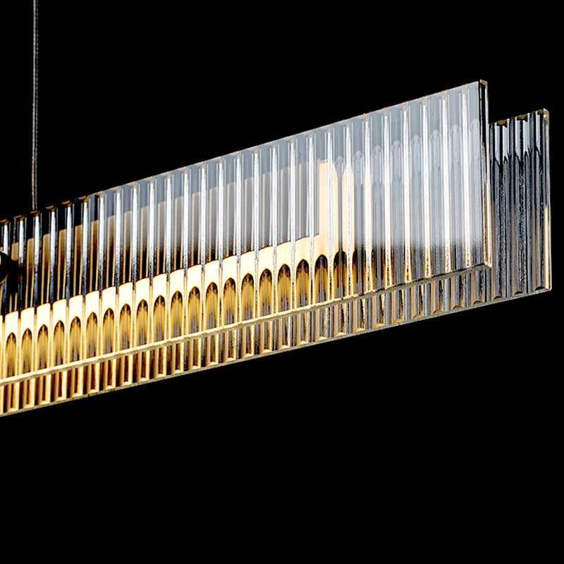 1-Light Island Ceiling Light Modern Style Rectangular Shape Glass Pendant Lighting