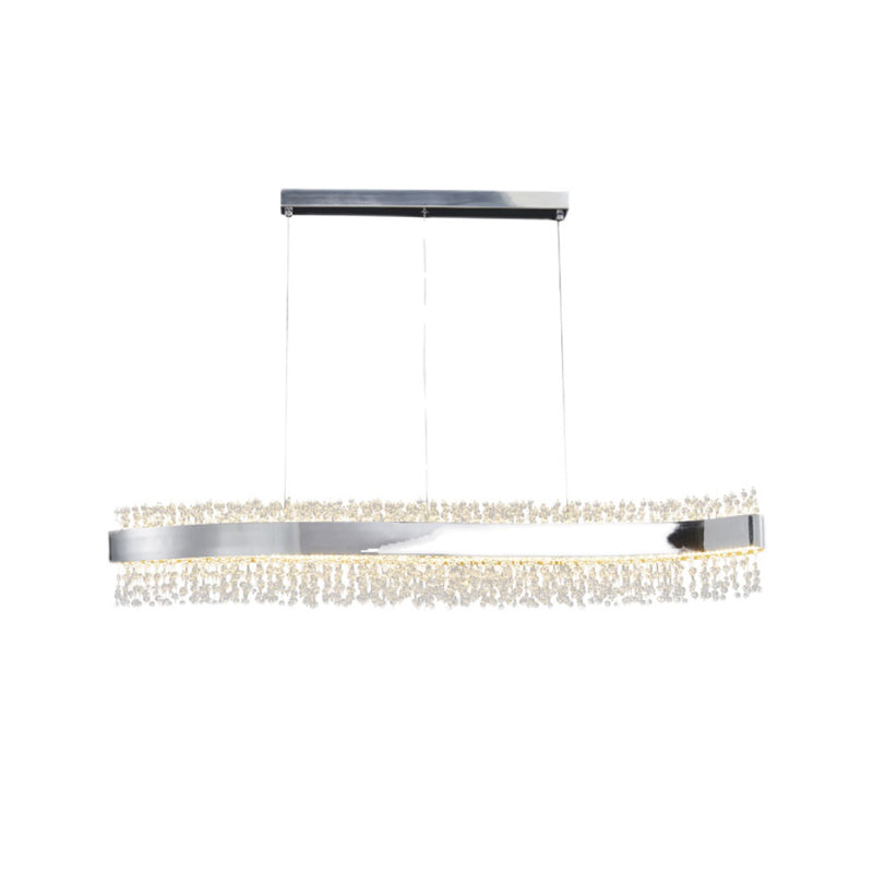 LED Dining Pendant Light Modern Simple Stainless Steel Crystal Hanging Lamp Fixture