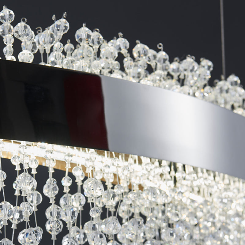 LED Dining Pendant Light Modern Simple Stainless Steel Crystal Hanging Lamp Fixture