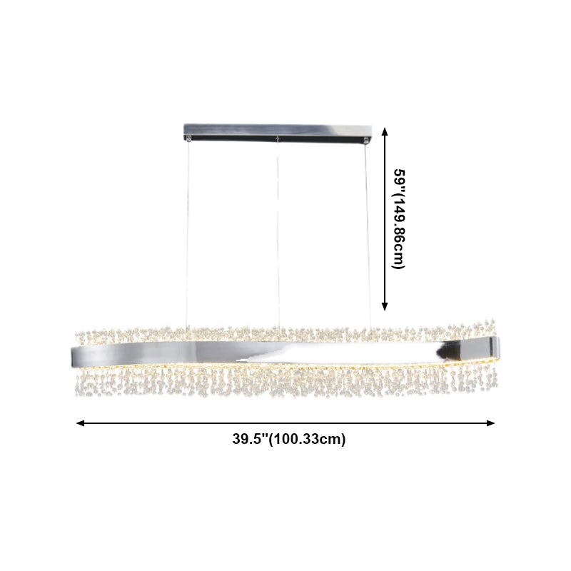 LED Dining Pendant Light Modern Simple Stainless Steel Crystal Hanging Lamp Fixture