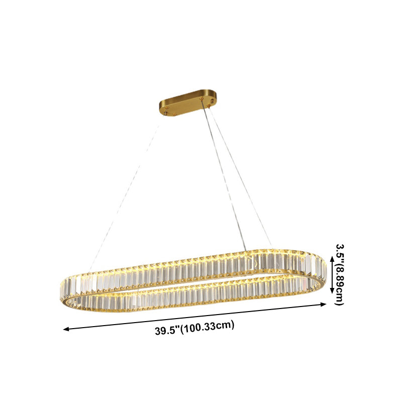 Crystal Oval Island Lighting Contemporary Minimalism LED Living Room Chandelier Lighting