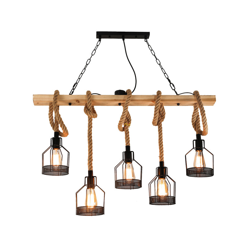 Industrial Style Hemp Rope Pendant Light Retro Hanging Light for Living Room