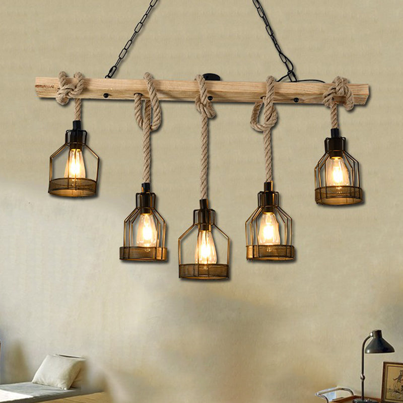Industrial Style Hemp Rope Pendant Light Retro Hanging Light for Living Room