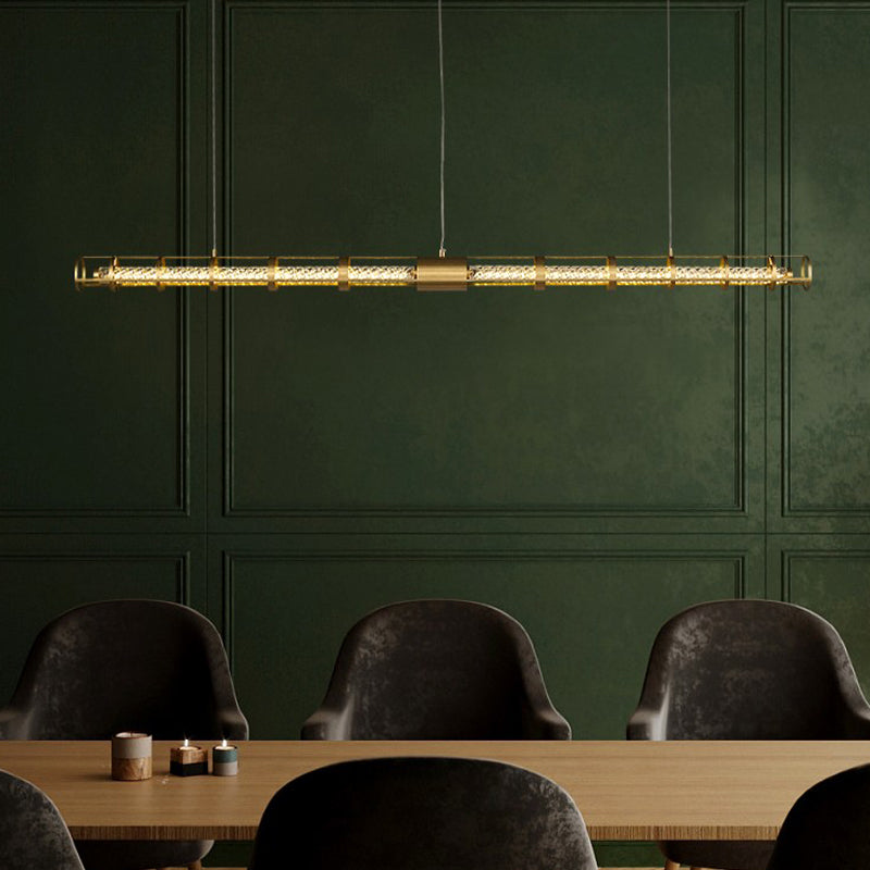 Modern Style Linear Island Pendant Simple 1 Light Crystal Island Light for Restaurant
