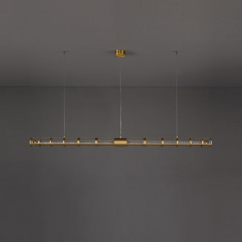 Modern Style Linear Island Pendant Simple 1 Light Crystal Island Light for Restaurant