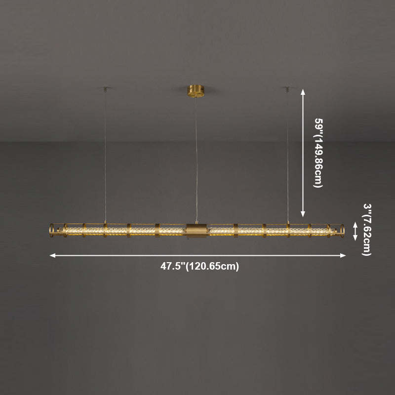 Modern Style Linear Island Pendant Simple 1 Light Crystal Island Light for Restaurant