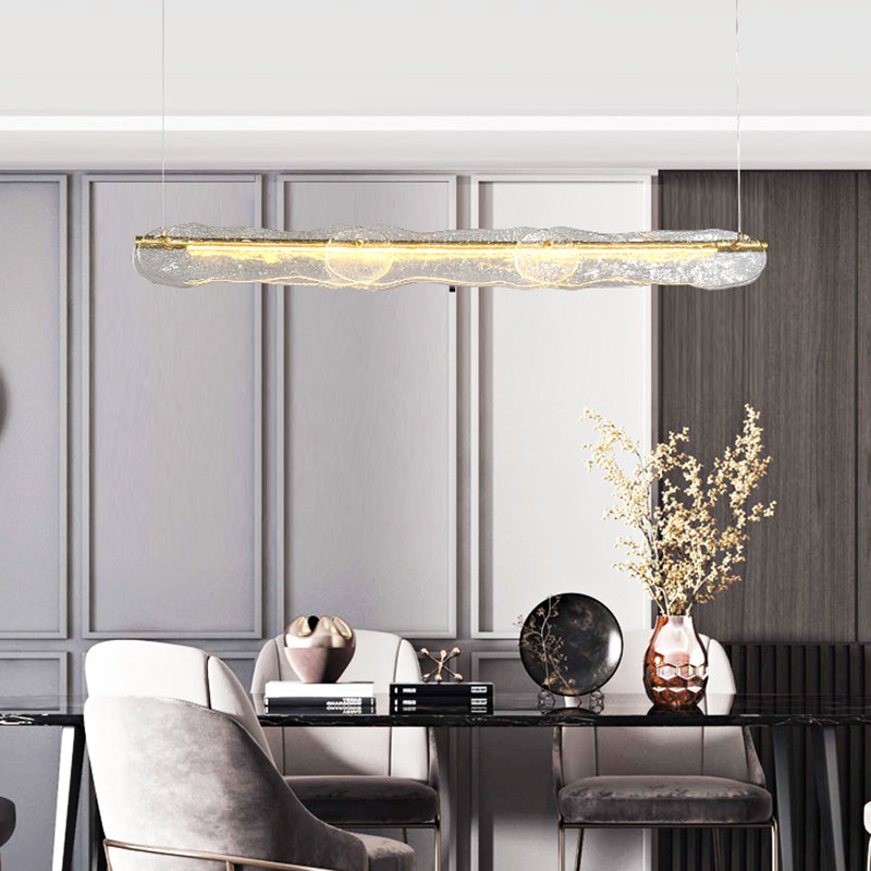 1-Light Island Light Modern Style Linear Shape Glass Shade Pendant Lighting
