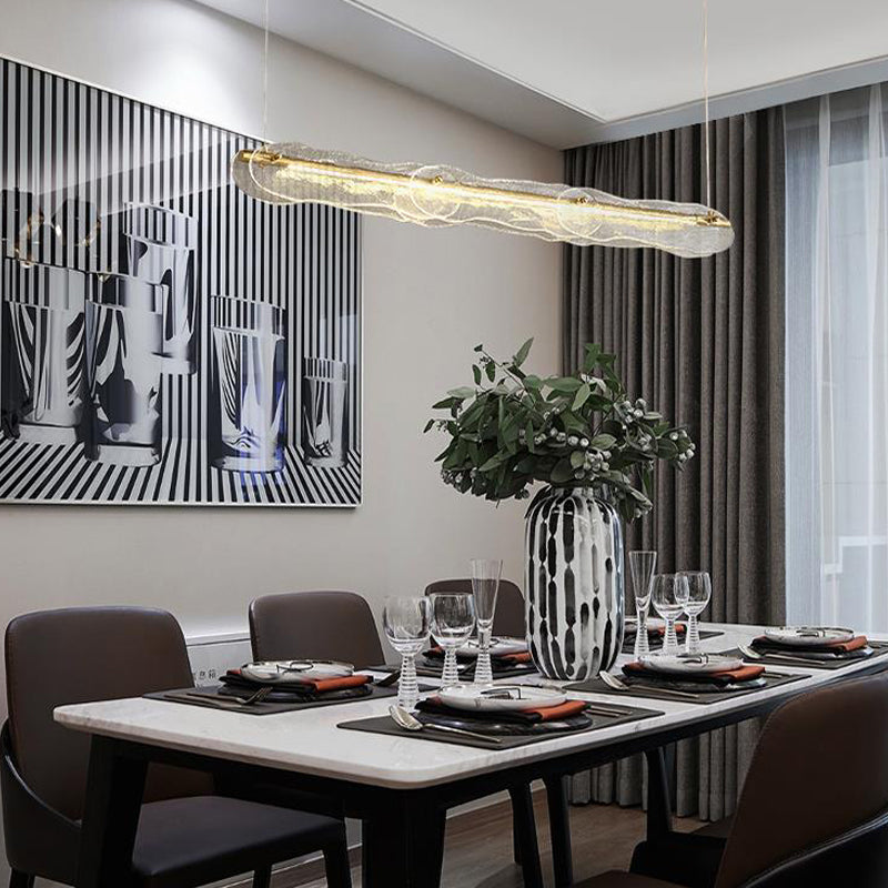 1-Light Island Light Modern Style Linear Shape Glass Shade Pendant Lighting