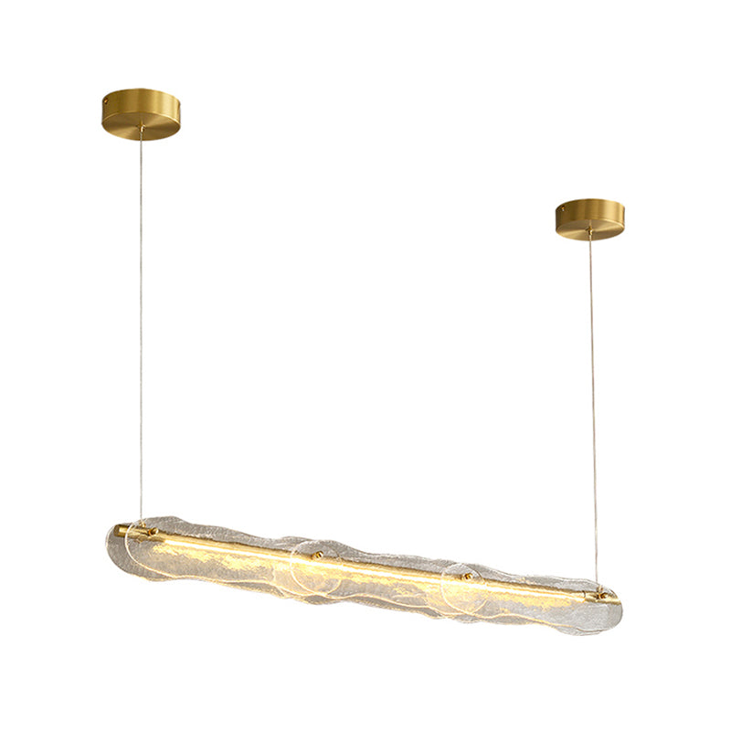 1-Light Island Light Modern Style Linear Shape Glass Shade Pendant Lighting