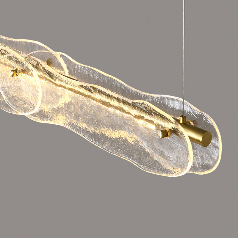 1-Light Island Light Modern Style Linear Shape Glass Shade Pendant Lighting