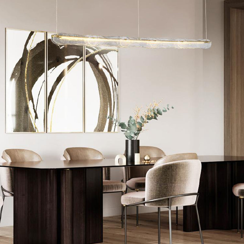 1-Light Island Light Modern Style Linear Shape Glass Shade Pendant Lighting