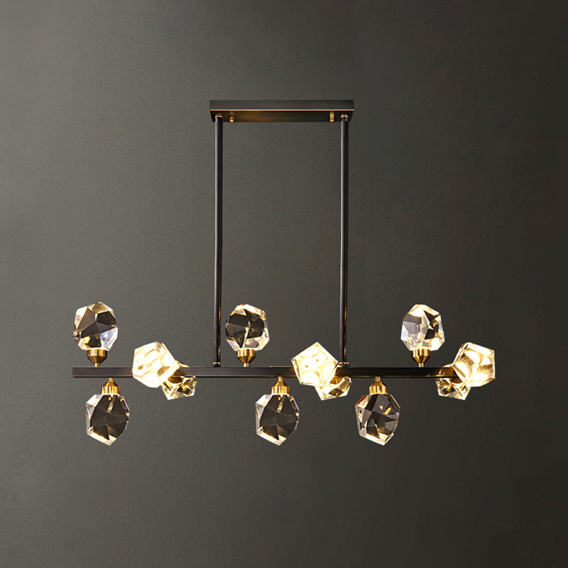 Modern Style Simple Island Pendant Geometric Shade Crystal Island Light for Restaurant