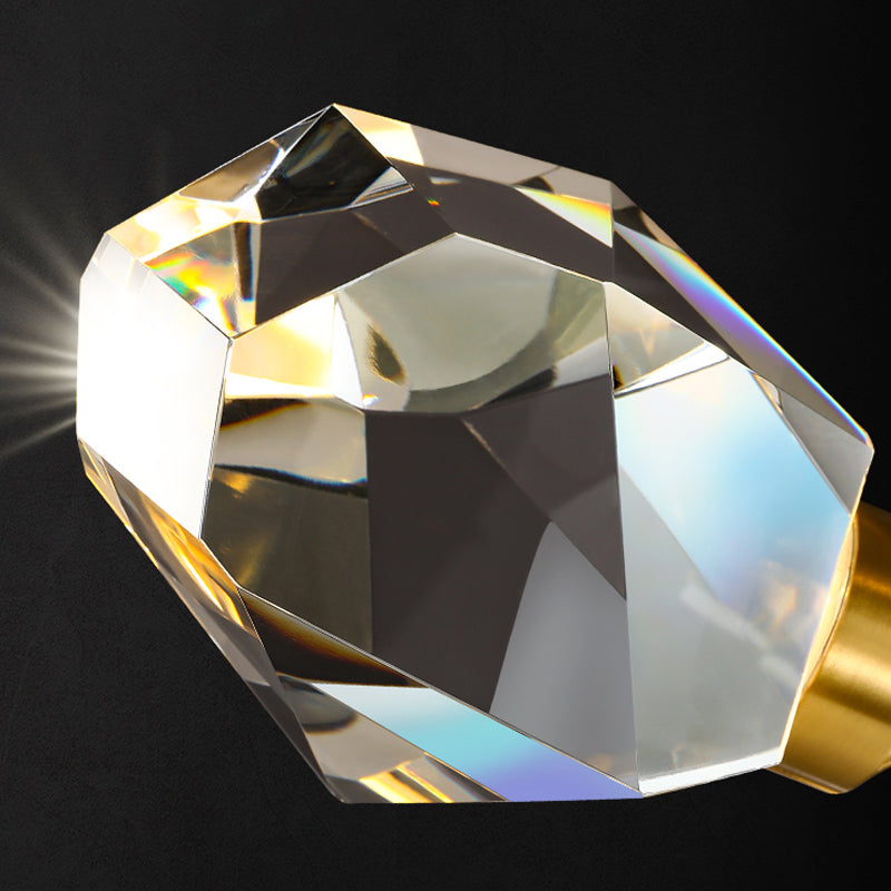 Modern Style Simple Island Pendant Geometric Shade Crystal Island Light for Restaurant