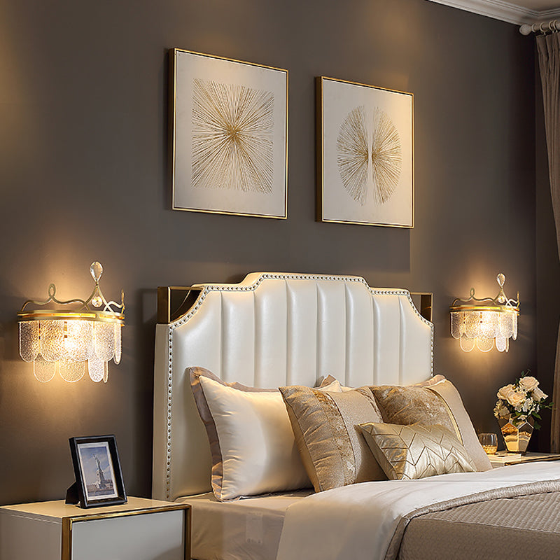 Living Room Gold Wall Sconce Postmodern Crystal 2 Head Wall Mounted Light Fixture
