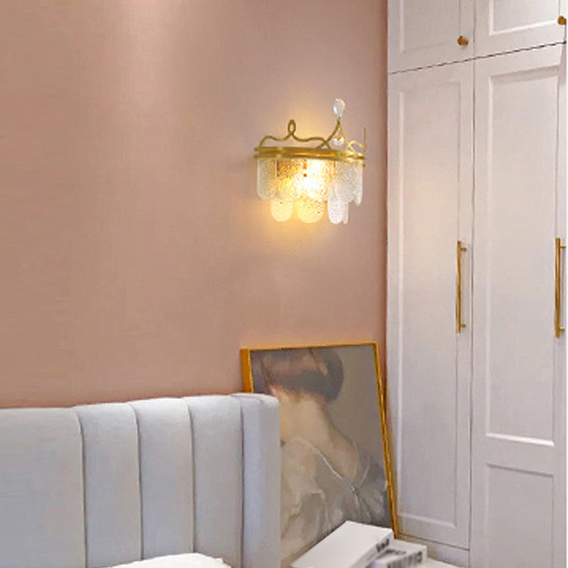 Living Room Gold Wall Sconce Postmodern Crystal 2 Head Wall Mounted Light Fixture
