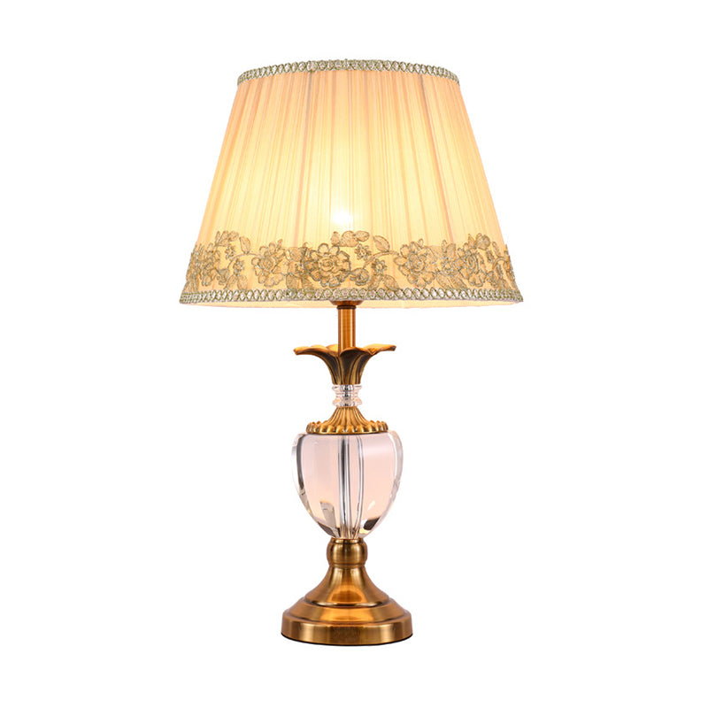 Jar Shape Task Lighting Modernism Hand-Cut Crystal 1 Bulb Small Desk Lamp in Beige