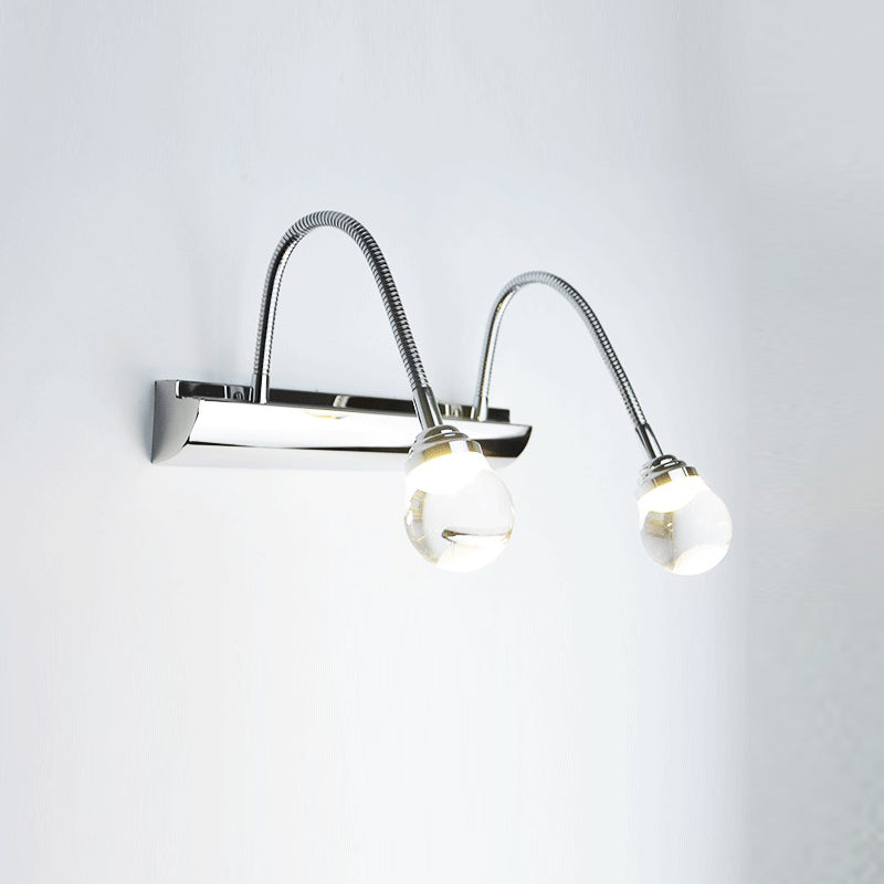 Modern Simple Makeup Mirror Light Bathroom Stainless Steel Flexible Mirror Lamp Fixture