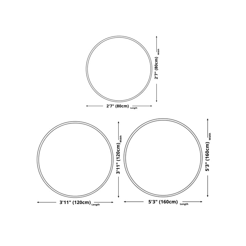 Round Plain Shag Area Rug Polyester Modern Carpet Non-Slip Backing Indoor Rug for Living Room