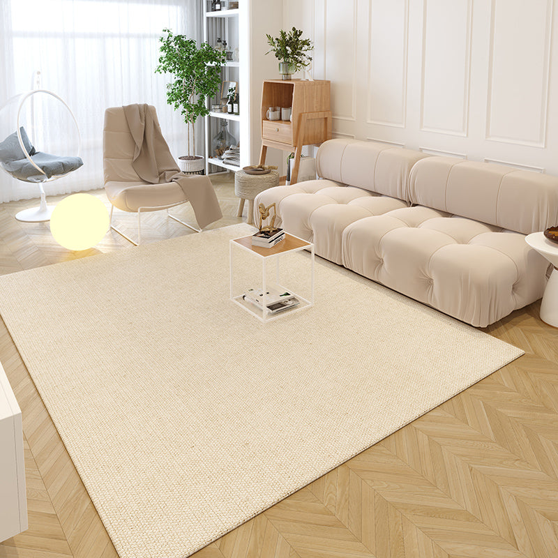 Contemporary Solid Area Rug Polyester Indoor Carpet Pet Friendly Carpet for Living Room
