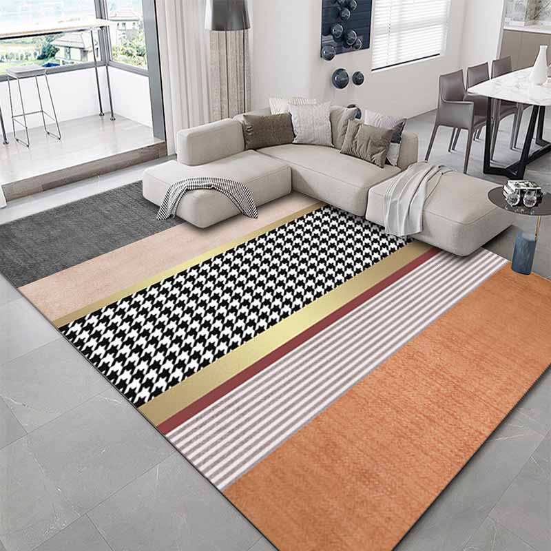 Gorgeous Polyester Carpet Modern Houndstooth Pattern Rug Living Room Carpet with Non-Slip Backing