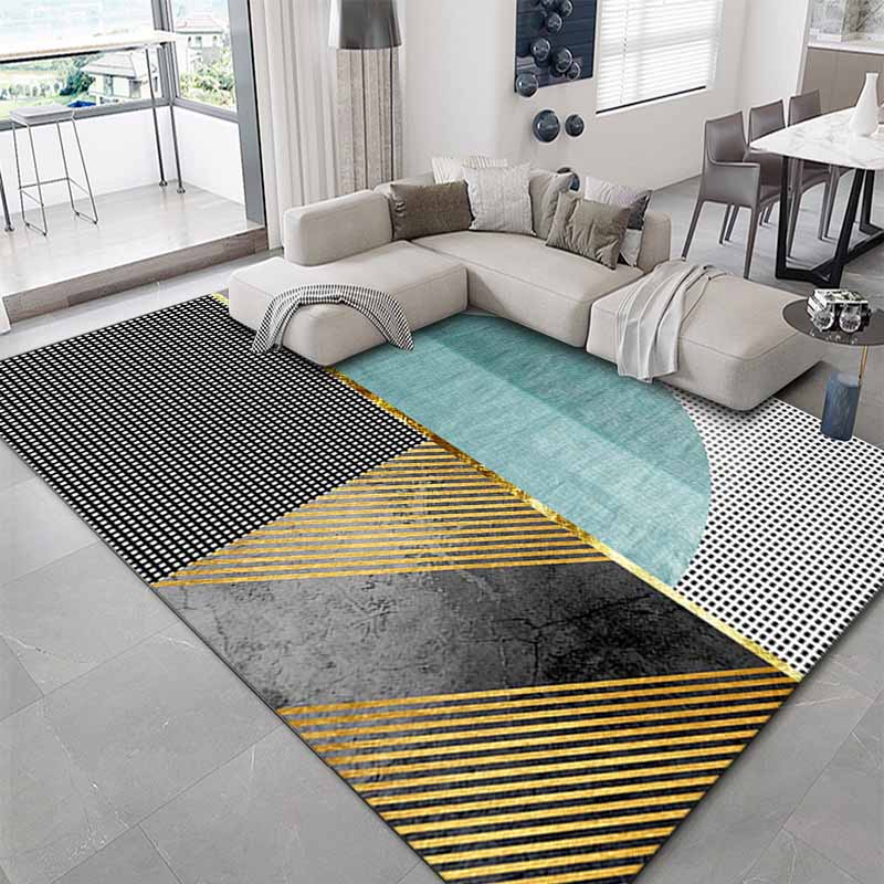 Gorgeous Polyester Carpet Modern Houndstooth Pattern Rug Living Room Carpet with Non-Slip Backing