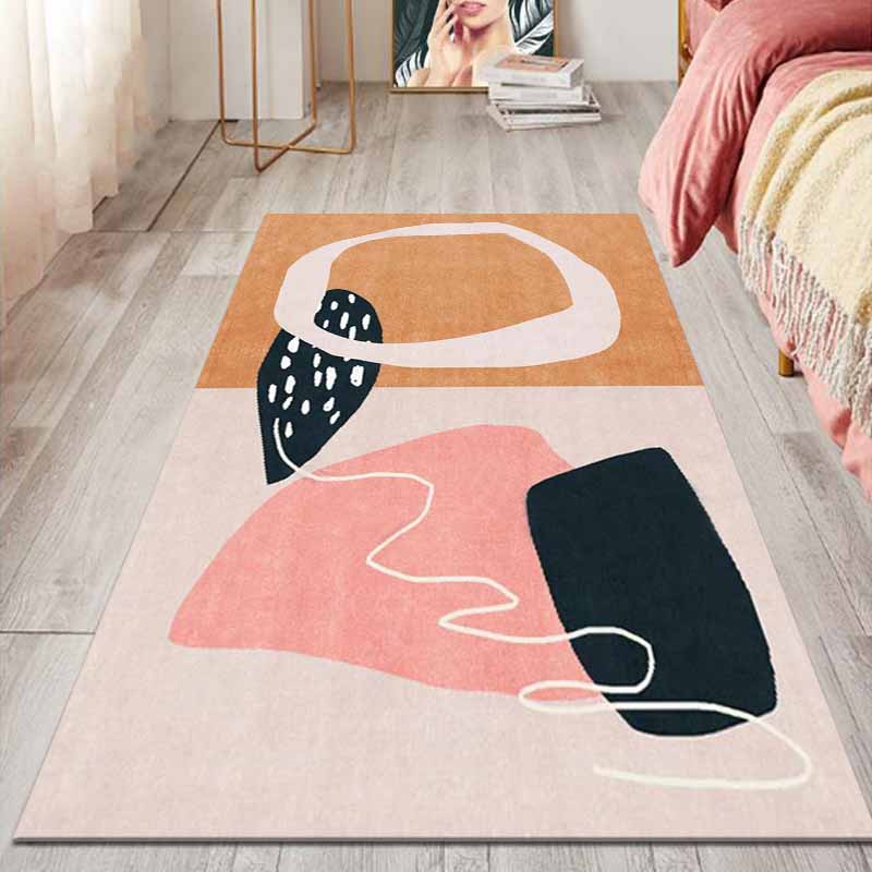 Pink Contemporary Rug Blending Color Lump Rug Stain Resistant Rug for Living Room