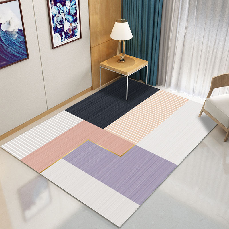 Blackish Green Modern Rug Polyester Color Block Rug Non-Slip Backing Rug for Home Decor