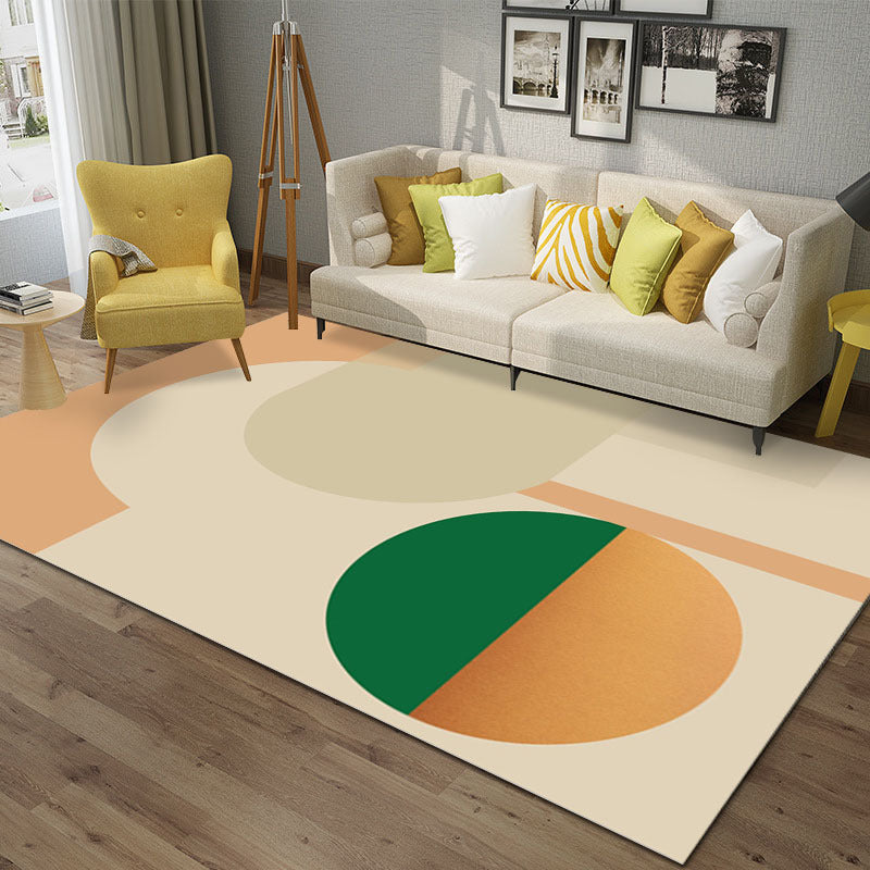 Blackish Green Modern Rug Polyester Color Block Rug Non-Slip Backing Rug for Home Decor