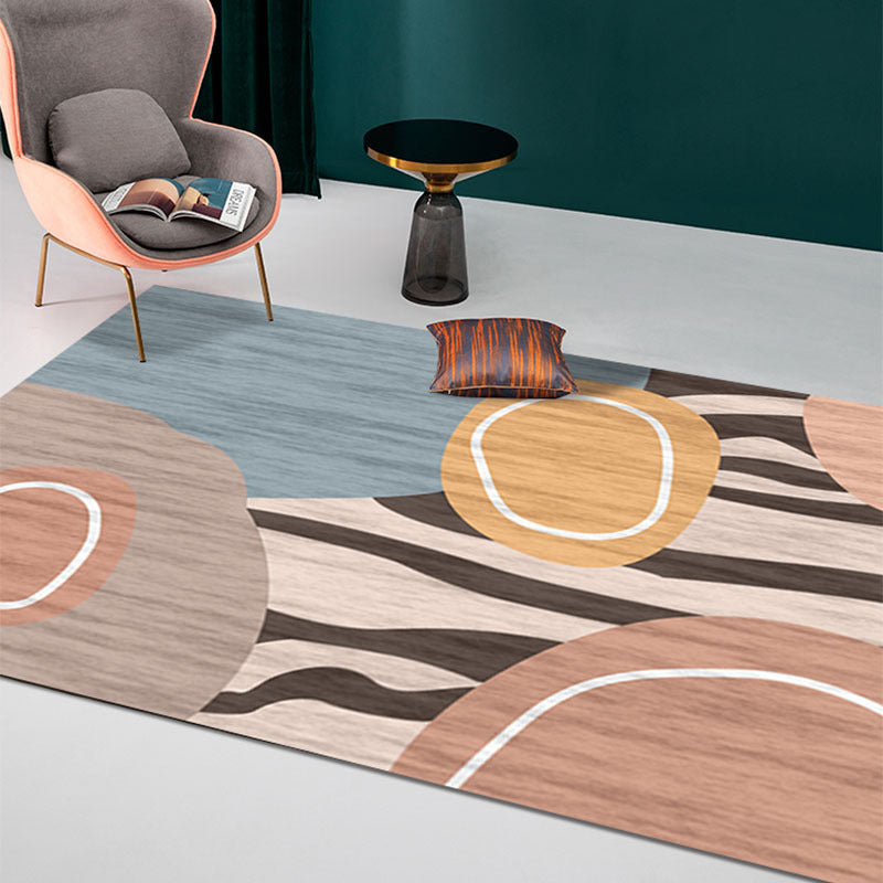 Blackish Green Modern Rug Polyester Color Block Rug Non-Slip Backing Rug for Home Decor