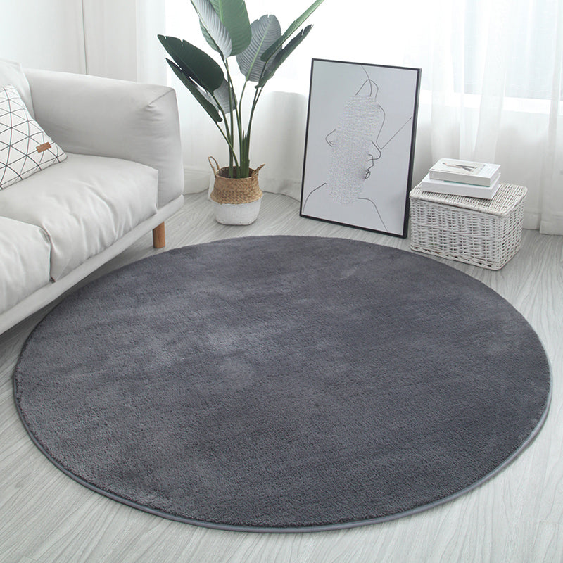 Grey Solid Color Rug Modern Polyester Area Rug Stain Resistant Area Carpet for Home Decor