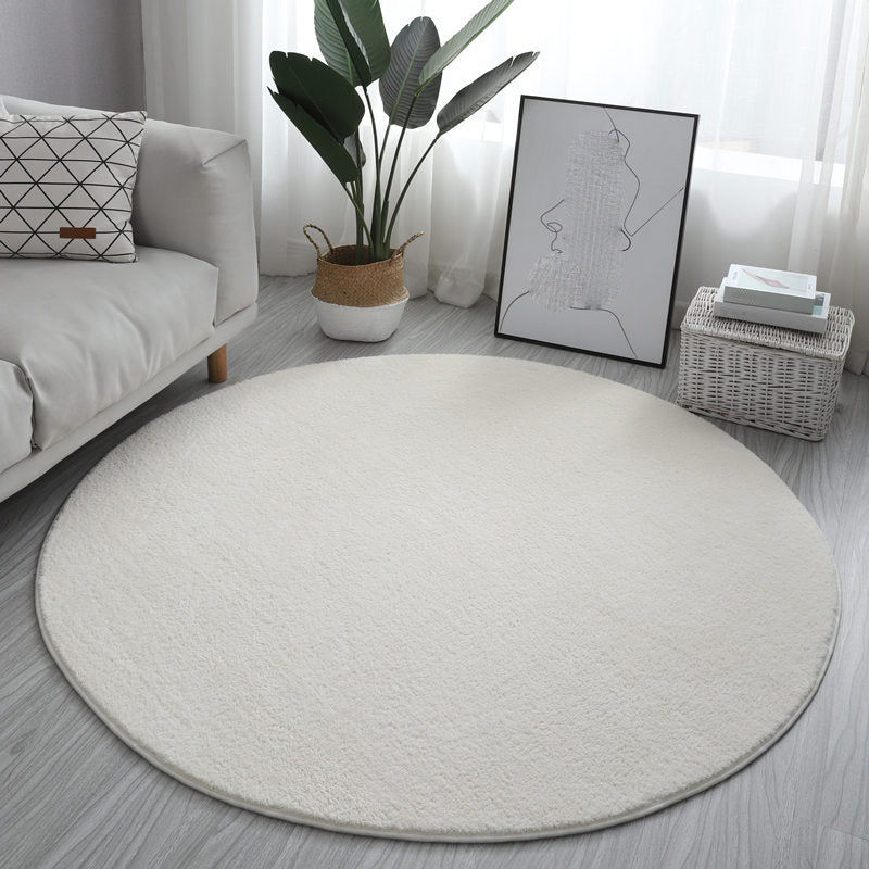 Grey Solid Color Rug Modern Polyester Area Rug Stain Resistant Area Carpet for Home Decor