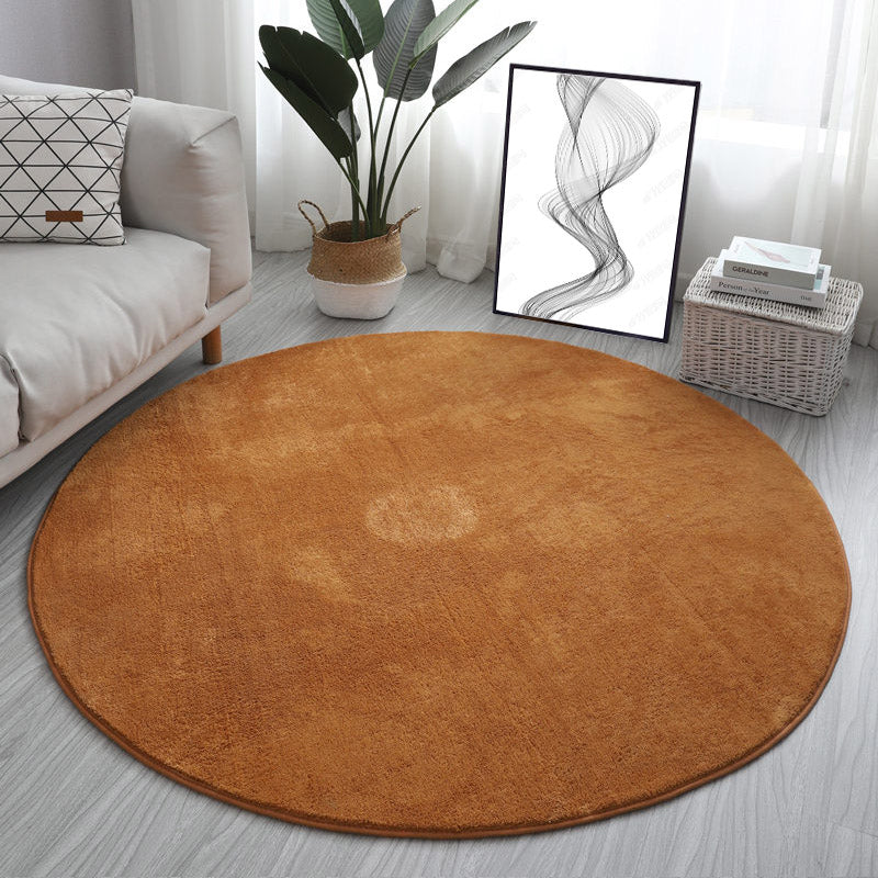 Grey Solid Color Rug Modern Polyester Area Rug Stain Resistant Area Carpet for Home Decor