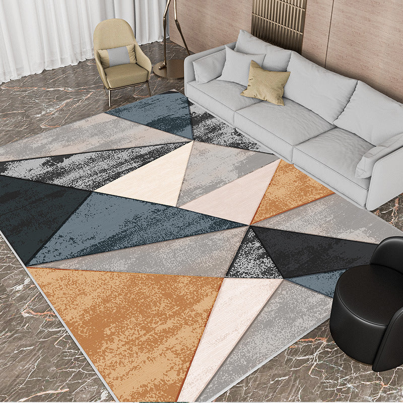 Gold Modern Rug Polyester Abstract Pattern Rug Non-Slip Backing Rug for Home Decor