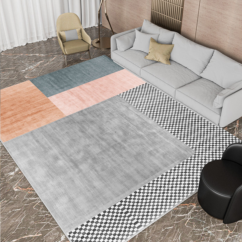 Gold Modern Rug Polyester Abstract Pattern Rug Non-Slip Backing Rug for Home Decor