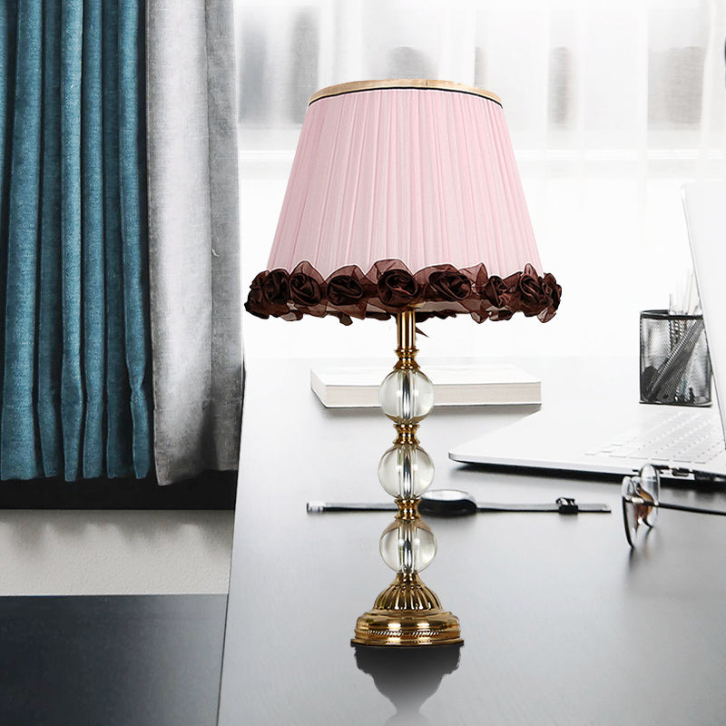 1 tête de chevet de tête claire lampe de table de nuit rose moderne avec nuance de tissu conique
